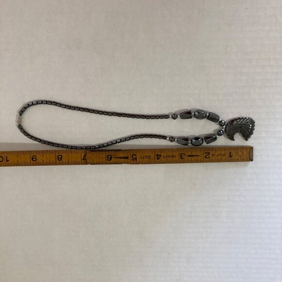 American Bald Eagle Head Hematite Bead Necklace Freedom Bird - Picture 5 of 5